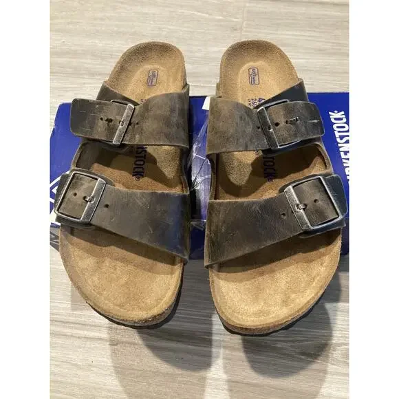 Birkenstock Arizona Leather Sandal Khaki Brown 1019377 Women UK 40 US 9 Narrow